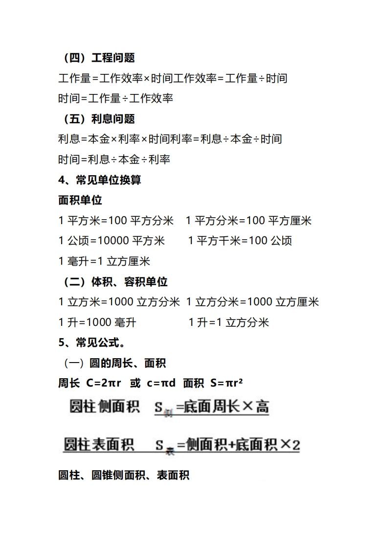 六下数学重要知识点+考点提纲汇总(1)