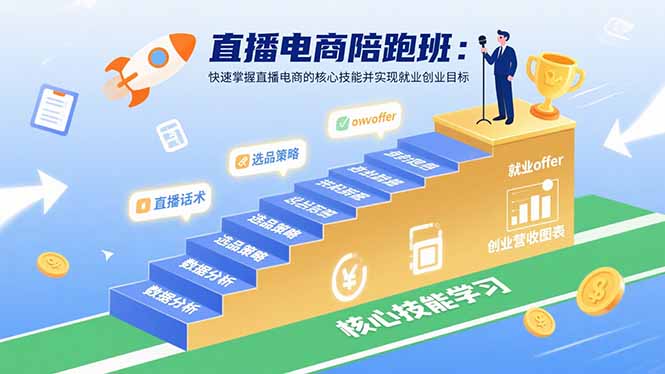 直播电商陪跑班:快速掌握直播电商的核心技能并实现就业/创业目标