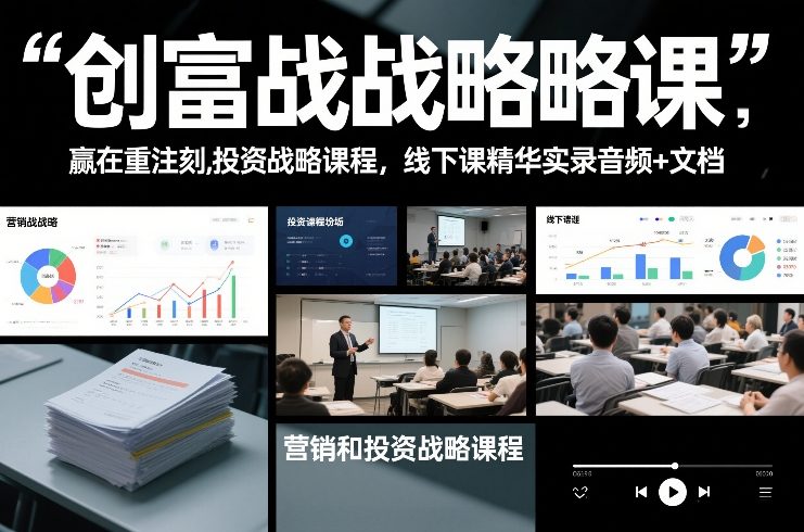 创富战略课，赢在重注时刻，营销和投资战略课程，线下课精华实录音频+文档