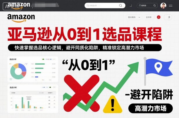亚马逊从0到1选品课程,快速掌握选品核心逻辑,避开同质化陷阱,精准锁定高潜力市场(更新)