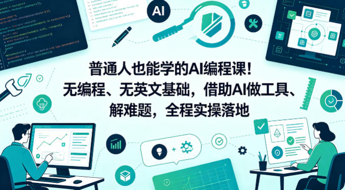 普通人也能学的AI编程课!无编程、无英文基础,借助AI做工具、解难题,全程实操落地