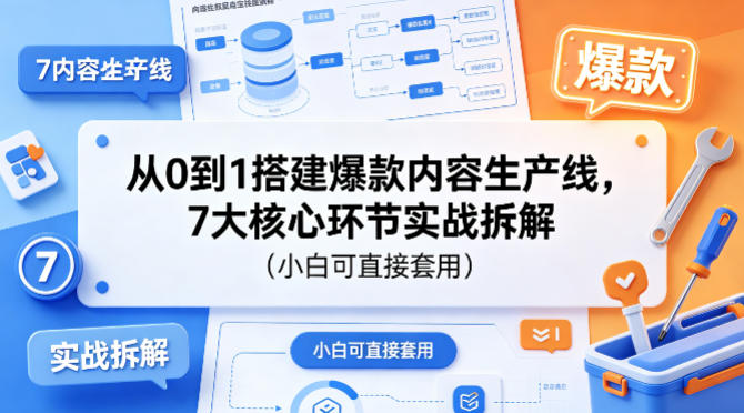 从0到1搭建爆款内容生产线，7大核心环节实战拆解（小白可直接套用）
