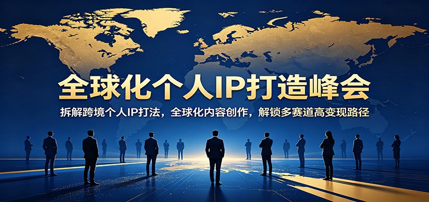 全球化个人IP打造峰会：拆解跨境个人IP打法，全球化内容创作，解锁多赛道高变现路径