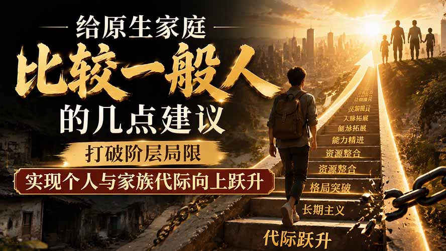 付费文章:给原生家庭比较一般人的几点建议,打破阶层局限,实现个人与家族代际向上跃升