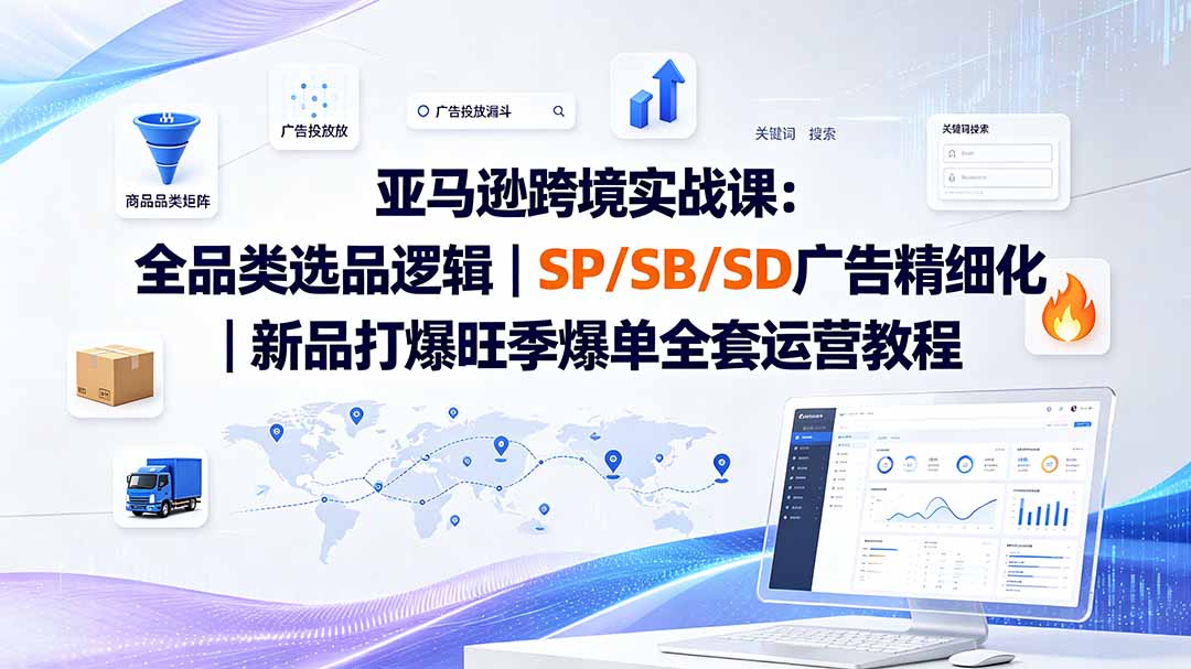 亚马逊跨境实战课-更新:全品类选品逻辑|SP/SB/SD广告精细化|新品打爆旺季爆单全套运营教程