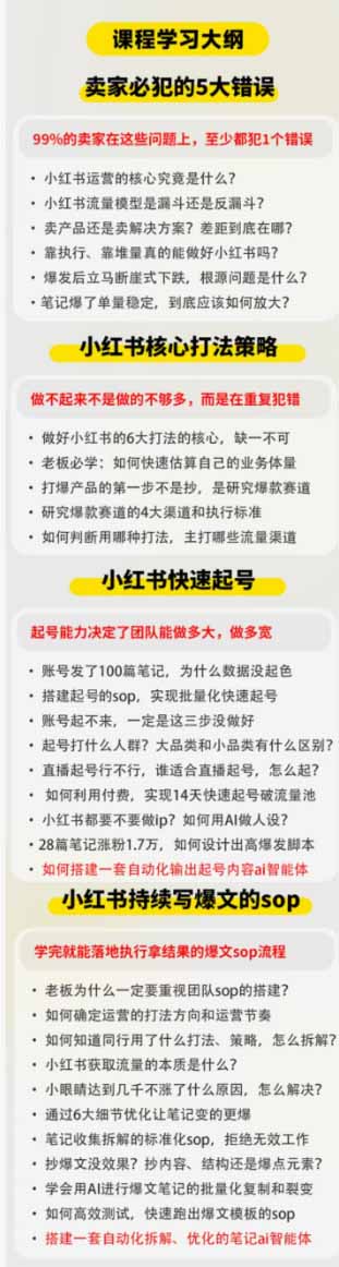 小红书高利润AI经营课2026年7.18-20：起号+爆文+付费+达人+私域，利用AI与SOP实现团队人效翻倍增长