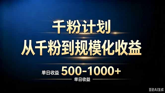 抖音千粉账号计划,从千粉到规模化收益 500-1000+单日收益