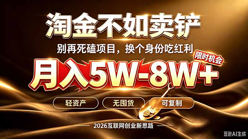 别再傻乎乎埋头跑项目!互联网真正赚钱逻辑:做卖铲人,拒绝当韭菜,逆风翻盘月入5-8W+