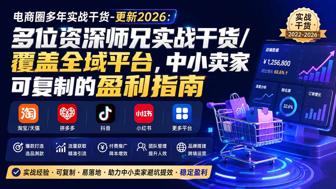 电商圈多年实战干货-更新2026:多位资深师兄实战干货/覆盖全域平台,中小卖家可复制的盈利指南
