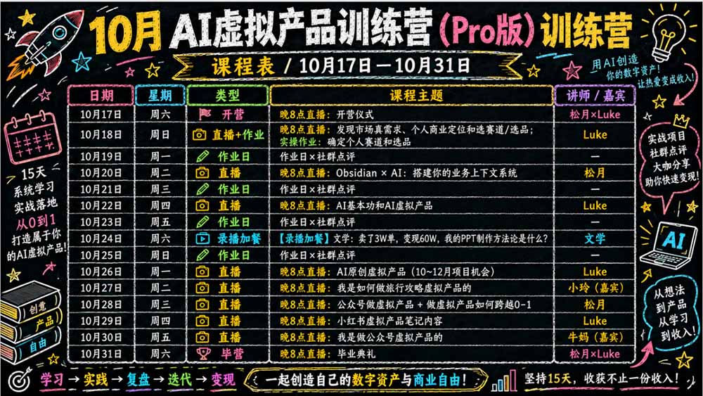 AI虚拟产品10月训练营(Pro版