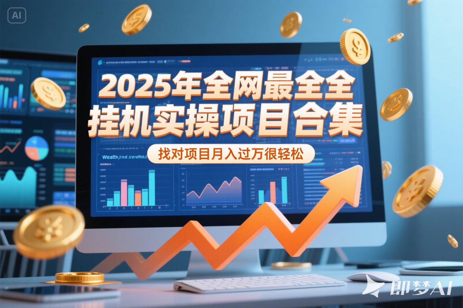 2025年挂机实操项目实操演练，挂机类型，AI直播类型，轻资产创业类型...