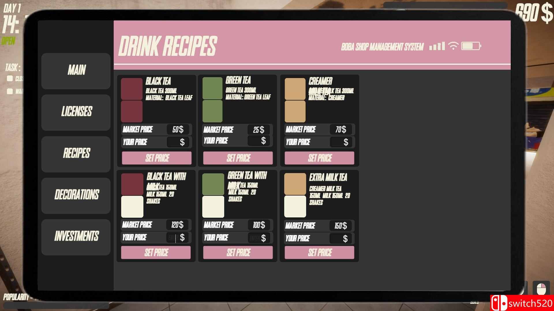 《奶茶店模拟器（Boba Tea Shop Simulator）》官方中文 [中文/繁体/英文/日语]