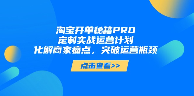 淘宝开单秘籍PRO,定制实战运营计划,化解商家痛点,突破运营瓶颈