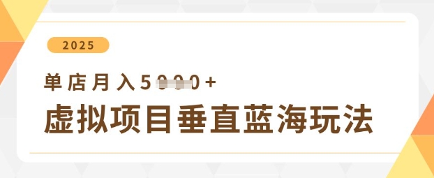 虚拟项目垂直玩法,实现单店月入5k+