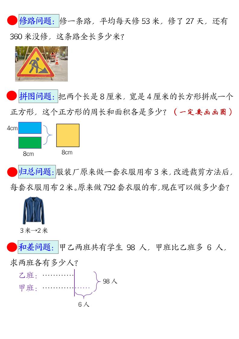 三下数学【易错思维应用题专项（空白）】