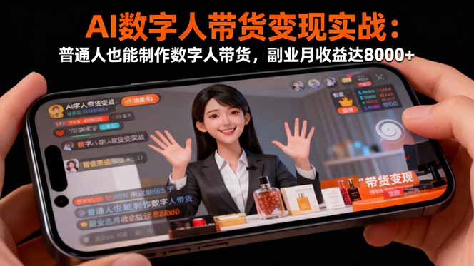 AI数字人带货变现实战:普通人也能制作数字人带货,副业月收益达8000+
