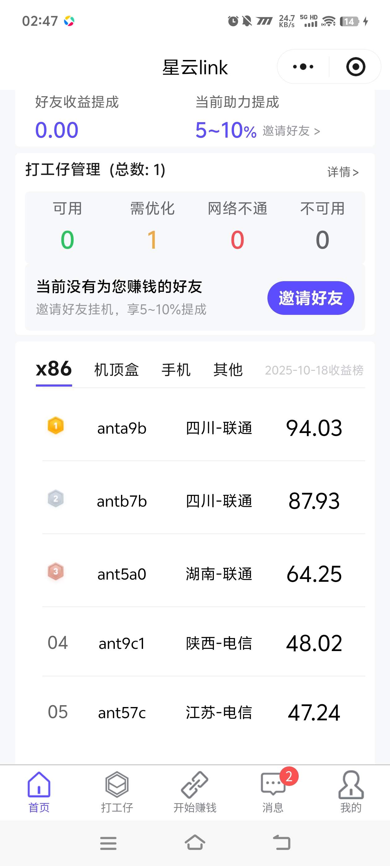 『高端精品』最新星云流量挂机，群机模式后台运行挂机项目一条宽带最高2500+一个月『内部渠道+使用教程』