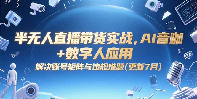 半无人直播带货实战,AI音咖+数字人应用 解决账号矩阵与违规难题(更新7月