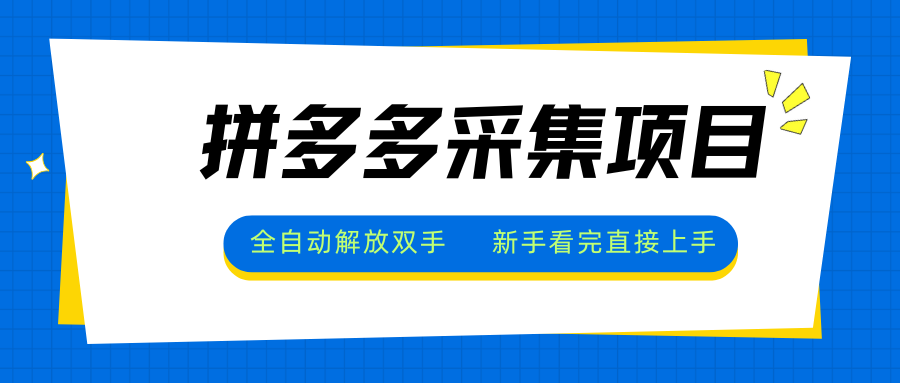 拼多多采集项目,全自动解放双手,单号日入30+