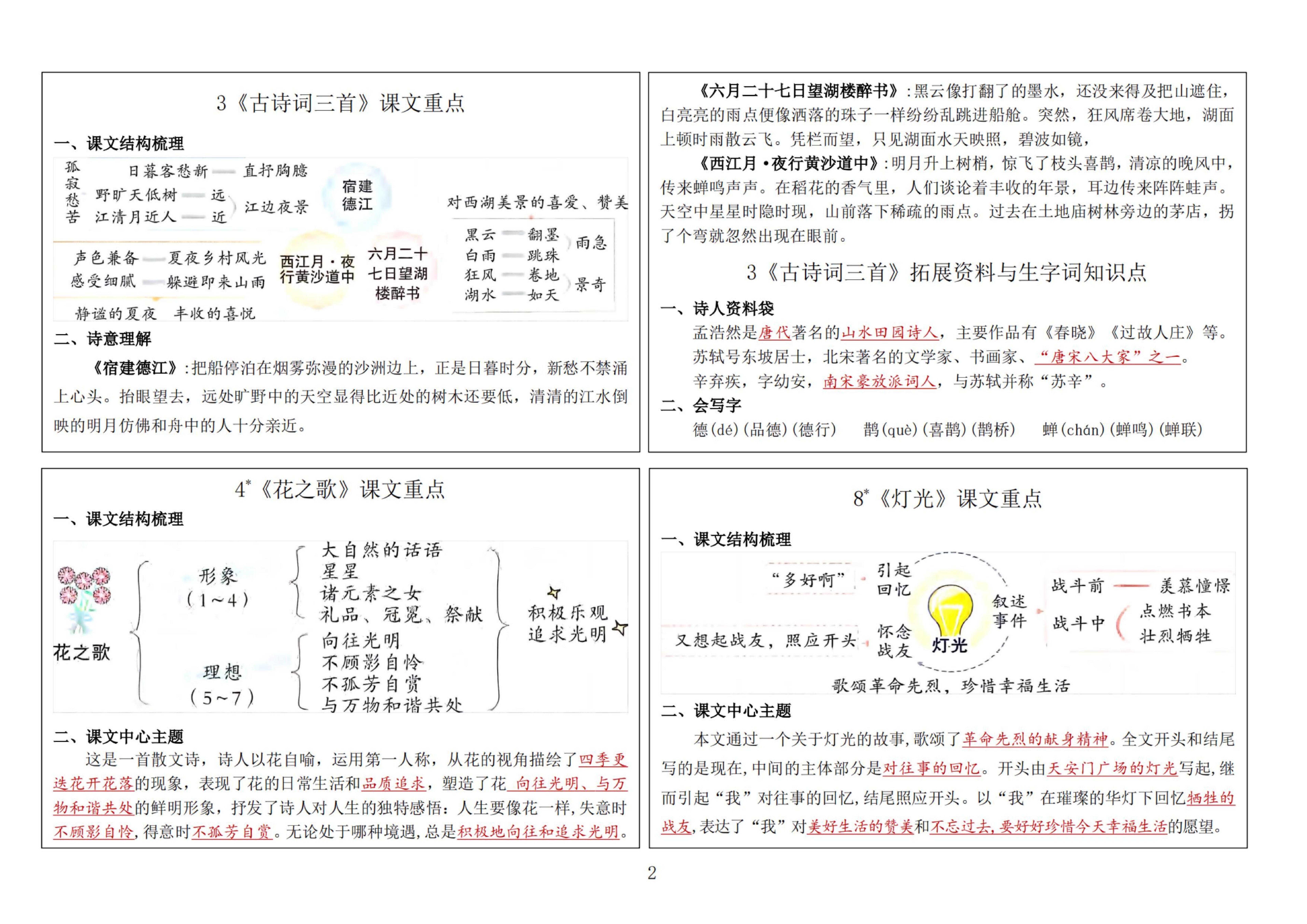 六年级语文上册-暑假预习课课贴