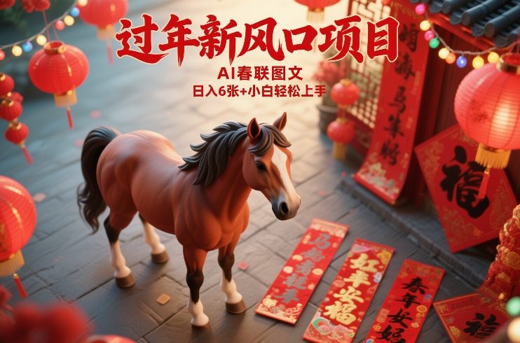 过年新风口项目，用ai春联图文，日入6张+小白轻松上手【揭秘】