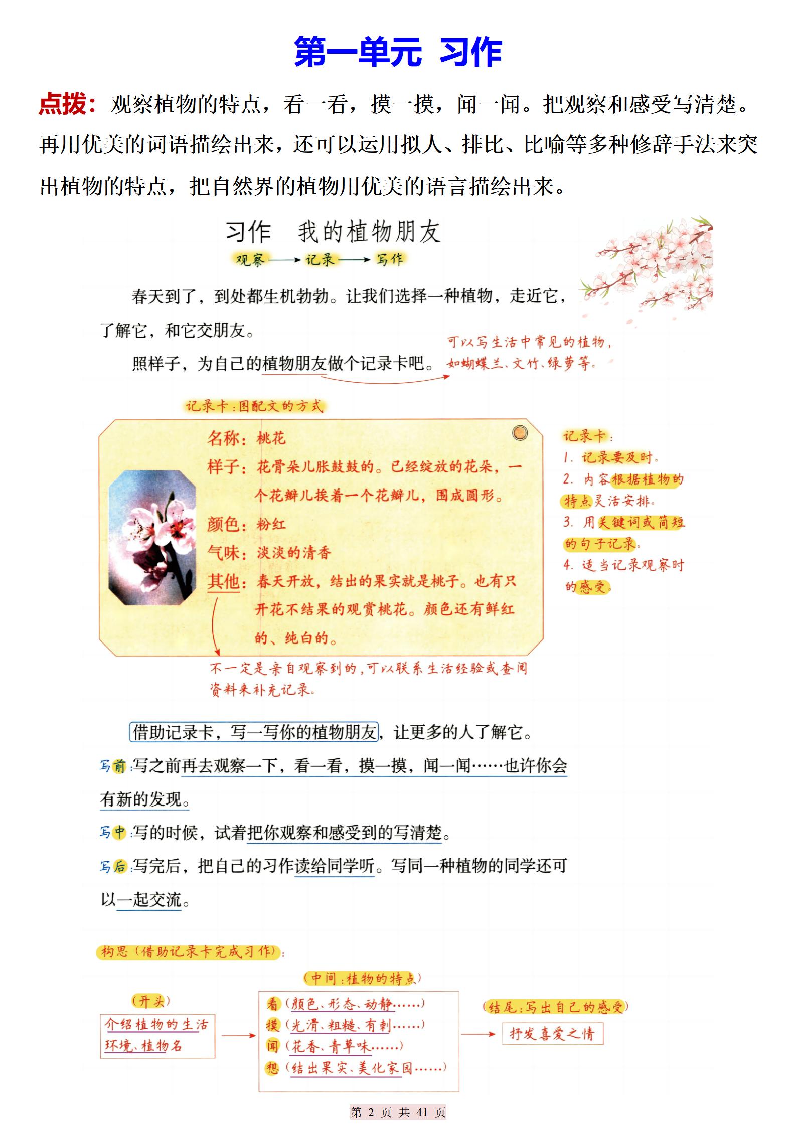 三下语文期末复习习作写作技巧及范文分析（41页）