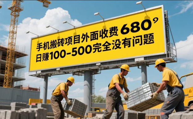 手机搬砖项目外面收费680,日赚100-500完全没有问题