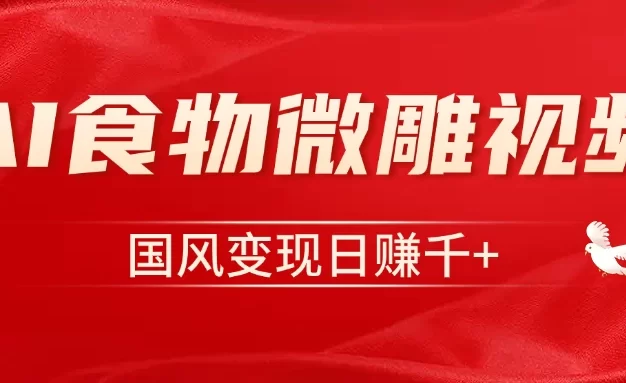 利用Ai制作食物微雕视频，国风流量密码，单日变现1000+
