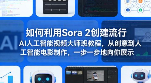 如何利用Sora 2创建流行AI人工智能视频大师班教程,从创意到人工智能电影制作,一步一步地向你展示