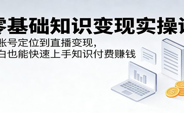 零基础知识变现实操课：从账号定位到直播变现，小白也能快速上手知识付费赚钱