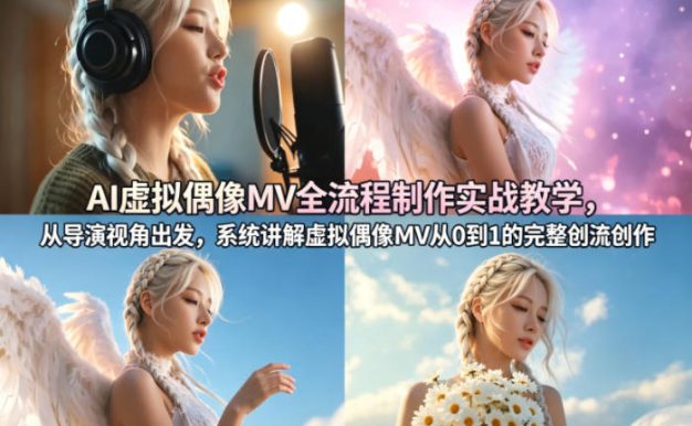 AI虚拟偶像MV全流程制作实战教学，从导演视角出发，系统讲解虚拟偶像MV从0到1的完整创作流程