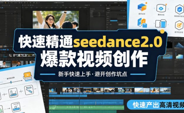 快速精通seedance2.0爆款视频创作，快速产出高清视频，避开大量创作坑点，新手也能快速上手