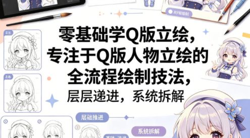 零基础学Q版立绘,专注于Q版人物立绘的全流程绘制技法,层层递进,系统拆解