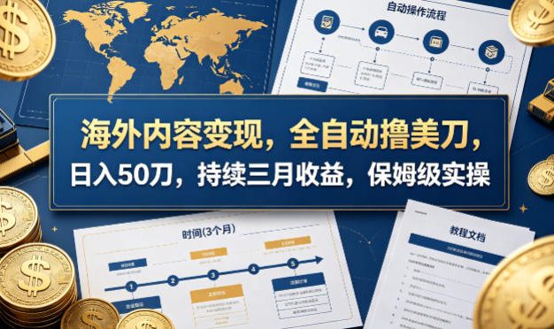 海外内容变现，全自动撸美刀，日入50刀，持续三月收益，保姆级实操【揭秘】