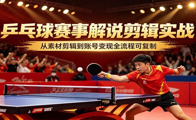 乒乓球赛事解说剪辑实战,从素材剪辑到账号变现全流程可复制