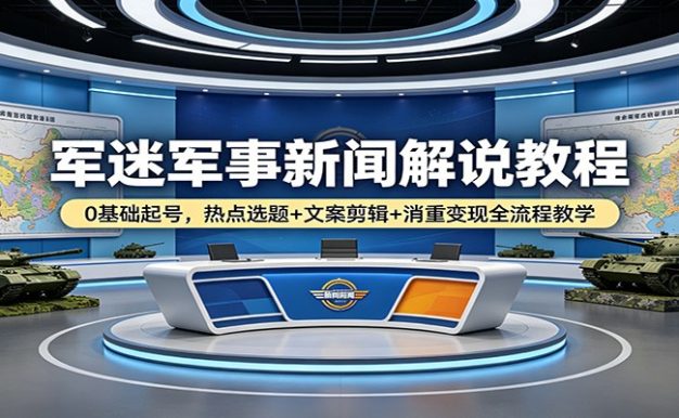 军迷军事新闻解说教程:0基础起号,热点选题+文案剪辑+消重变现全流程教学