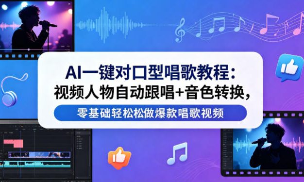 AI一键对口型唱歌教程：视频人物自动跟唱+音色转换，零基础轻松做爆款唱歌视频