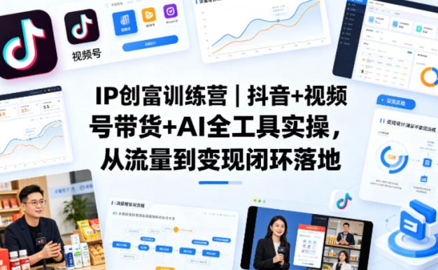 IP创富训练营|抖音+视频号带货+AI全工具实操,从流量到变现闭环落地