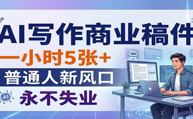 AI写作商业稿件,一小时5张+,普通人新风口,永不失业