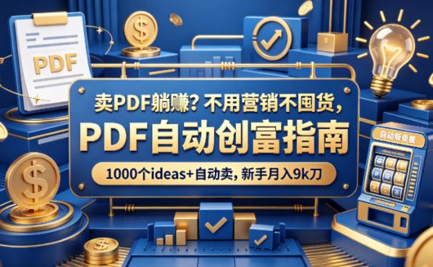 卖PDF躺賺?不用营销不囤货,PDF自动创富指南,1000个ideas+自动卖,新手月入9k刀【原创双语字幕】
