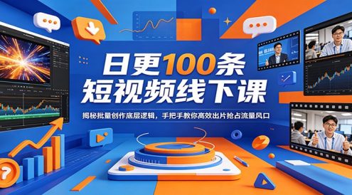 日更100条短视频线下课：揭秘批量创作底层逻辑，手把手教你高效出片抢占流量风口