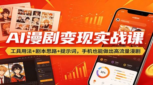 AI漫剧变现实战课：工具用法+剧本思路+提示词，手机也能做出高流量漫剧
