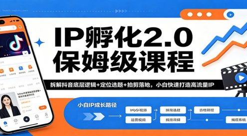 IP孵化2.0保姆级课程：拆解抖音底层逻辑+定位选题+拍剪落地，小白快速打造高流量IP