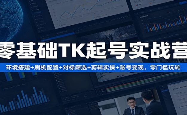 零基础TK起号实战营:环境搭建+ 刷机配置+对标筛选+剪辑实操+账号变现,零门槛玩转