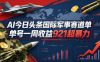 AI今日头条国际军事赛道，单号一周收益921，超暴力