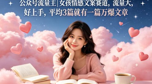 公众号流量主女孩情感文案赛道，流量大，好上手，平均3篇就有一篇万爆文章