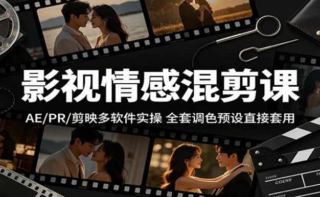 影视情感混剪课:AE/PR/剪映多软件实操,全套调色预设直接套用
