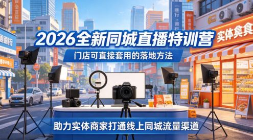 2026全新同城直播特训营,门店可直接套用的落地方法,助力实体商家打通线上同城流量渠道