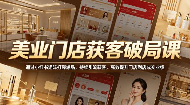 美业门店获客破局课，通过小红书矩阵打爆爆品，持续引流获客，高效提升门店到店成交业绩