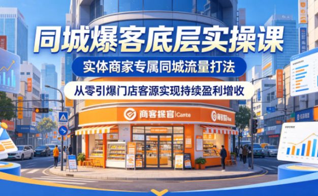 同城爆客底层实操课,实体商家专属同城流量打法,从零引爆门店客源实现持续盈利增收